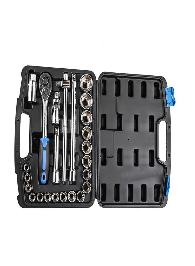 AGRICO TATA 24 In 1 Combinational Ratchet Socket Set, Chorme Vanadium Hand Tool Kit Set For Repairing Work,DIY, Auto Repairs Car & Bike,Blue and Black (24 Pieces, SCS001) - Image 3